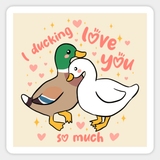 I Ducking love you so much a funny and cute duck couple pun Sticker